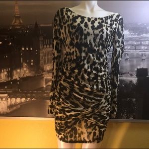 GUESS Leopard Dress, Rayon, Size Medium